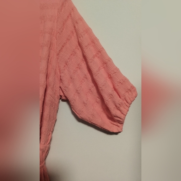New Peach Ruffle Wrap Dress / Size 2X - Picture 5 of 12